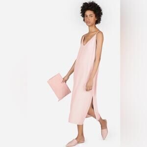 Everlane Japanese Go Weave Slip Midi Dress In Rose Pink Sz 00 Minimalist Office